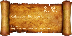Kubatov Norbert névjegykártya